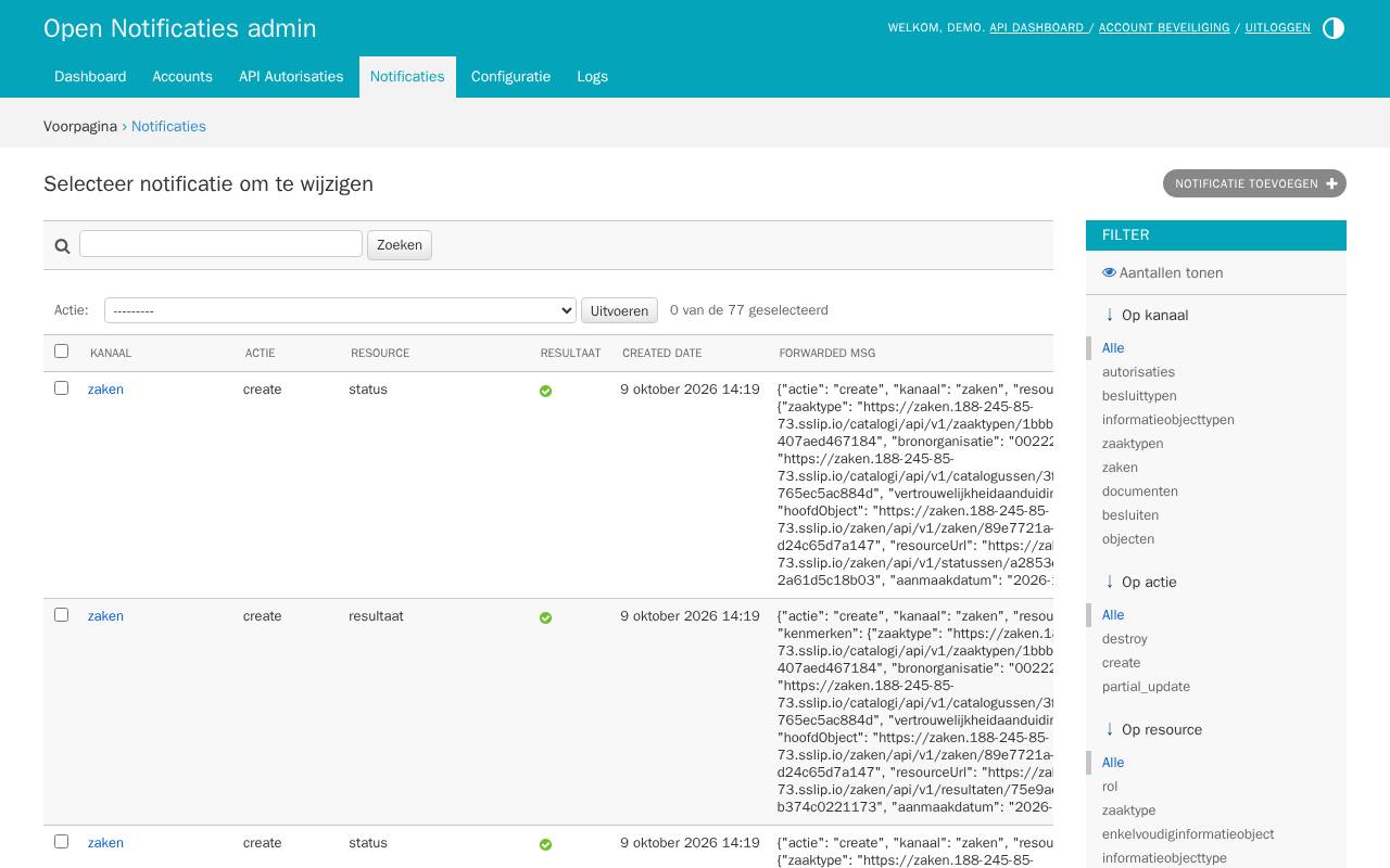 Notificaties tussen componenten